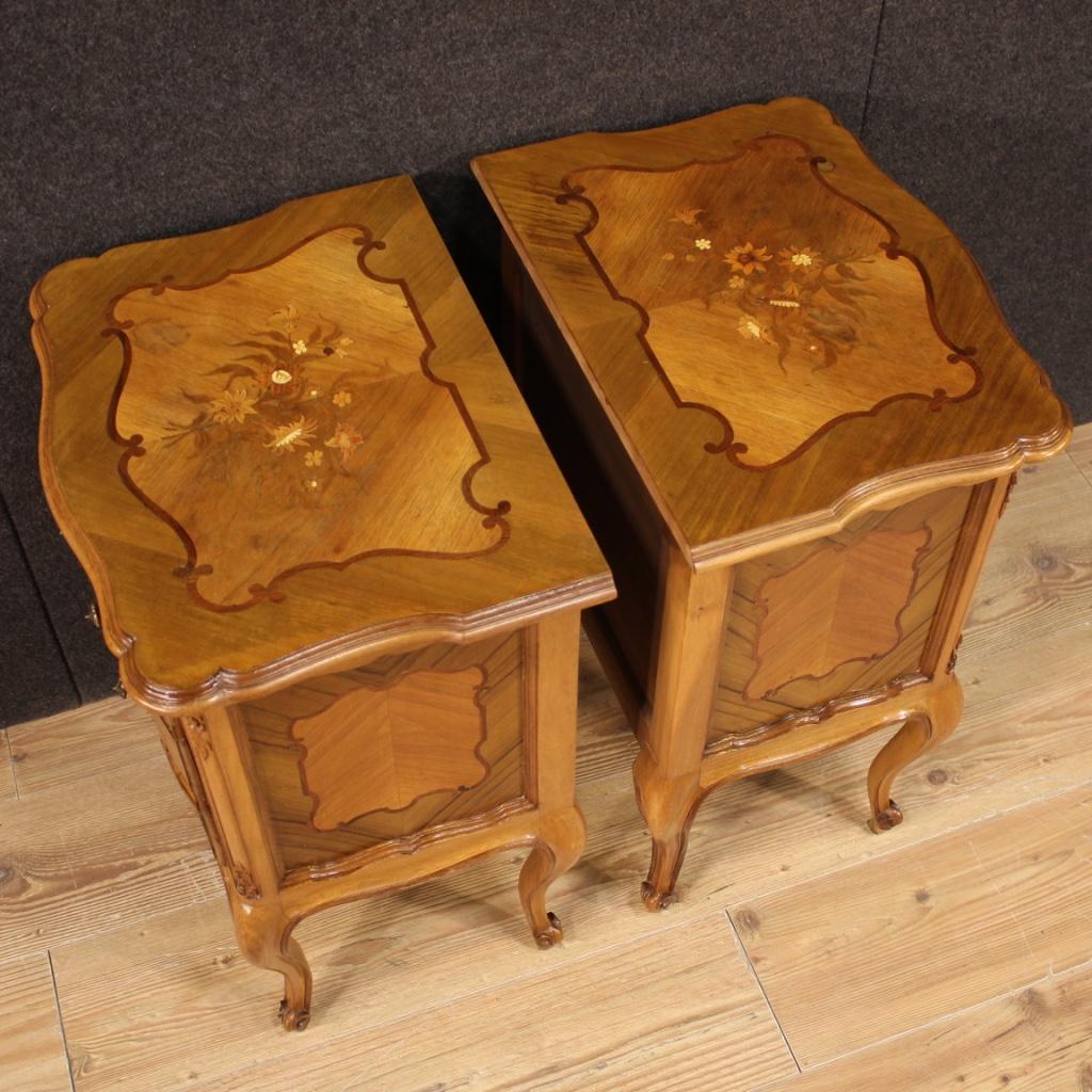 Pair of Italian Inlaid Bedside Tables, 20th Century For Sale 5