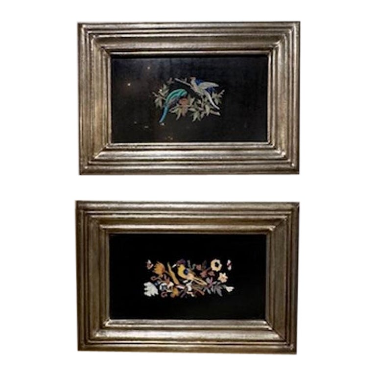 Pair of Italian Inlaid Marble Plaques