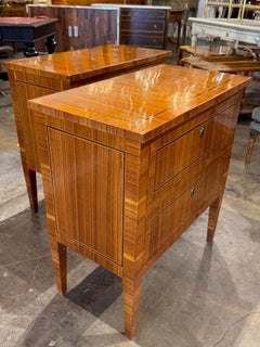 Pair of Italian Inlaid Walnut Side Chests