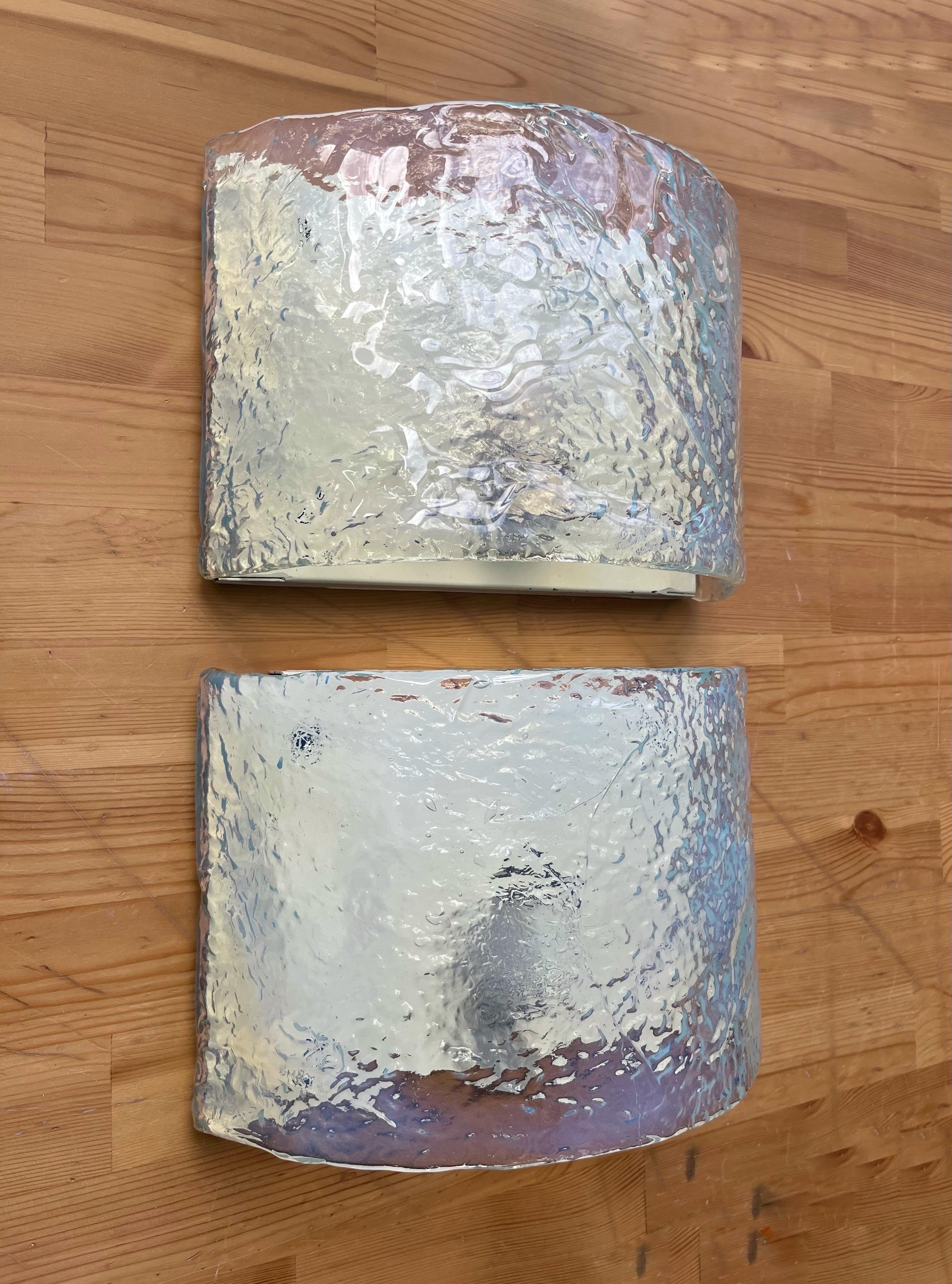 Pair of Italian Iridescent Murano Wall Sconces by Carlo Nason for Mazzega, 1970s For Sale 6
