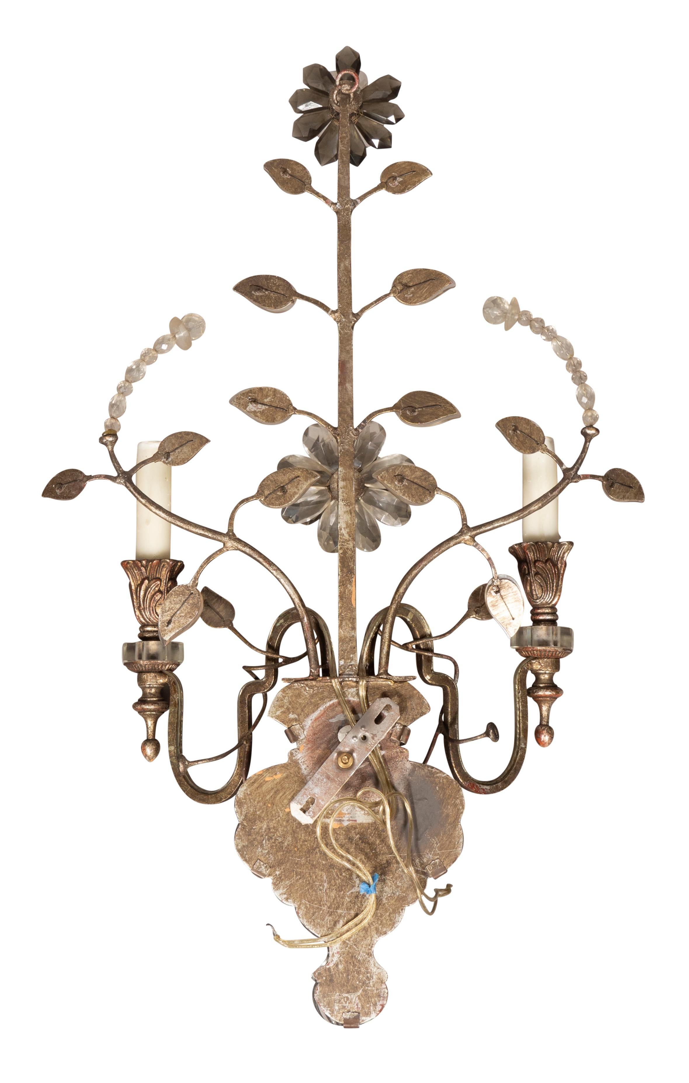 Pair of Italian Iron and Glass Sconces For Sale 14