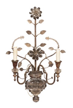 Pair of Italian Iron and Glass Sconces