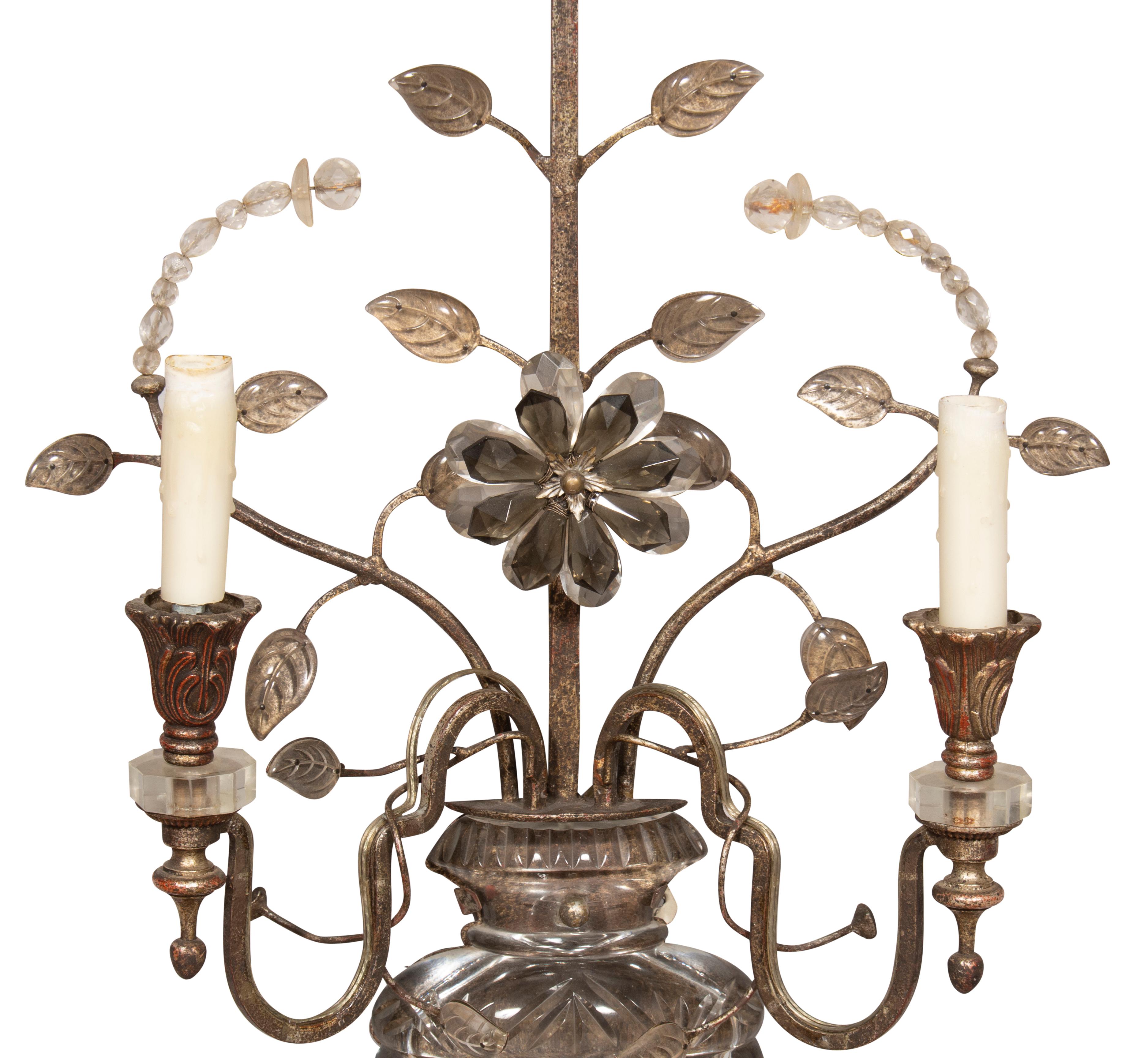 Pair of Italian Iron and Glass Sconces In Good Condition For Sale In Essex, MA