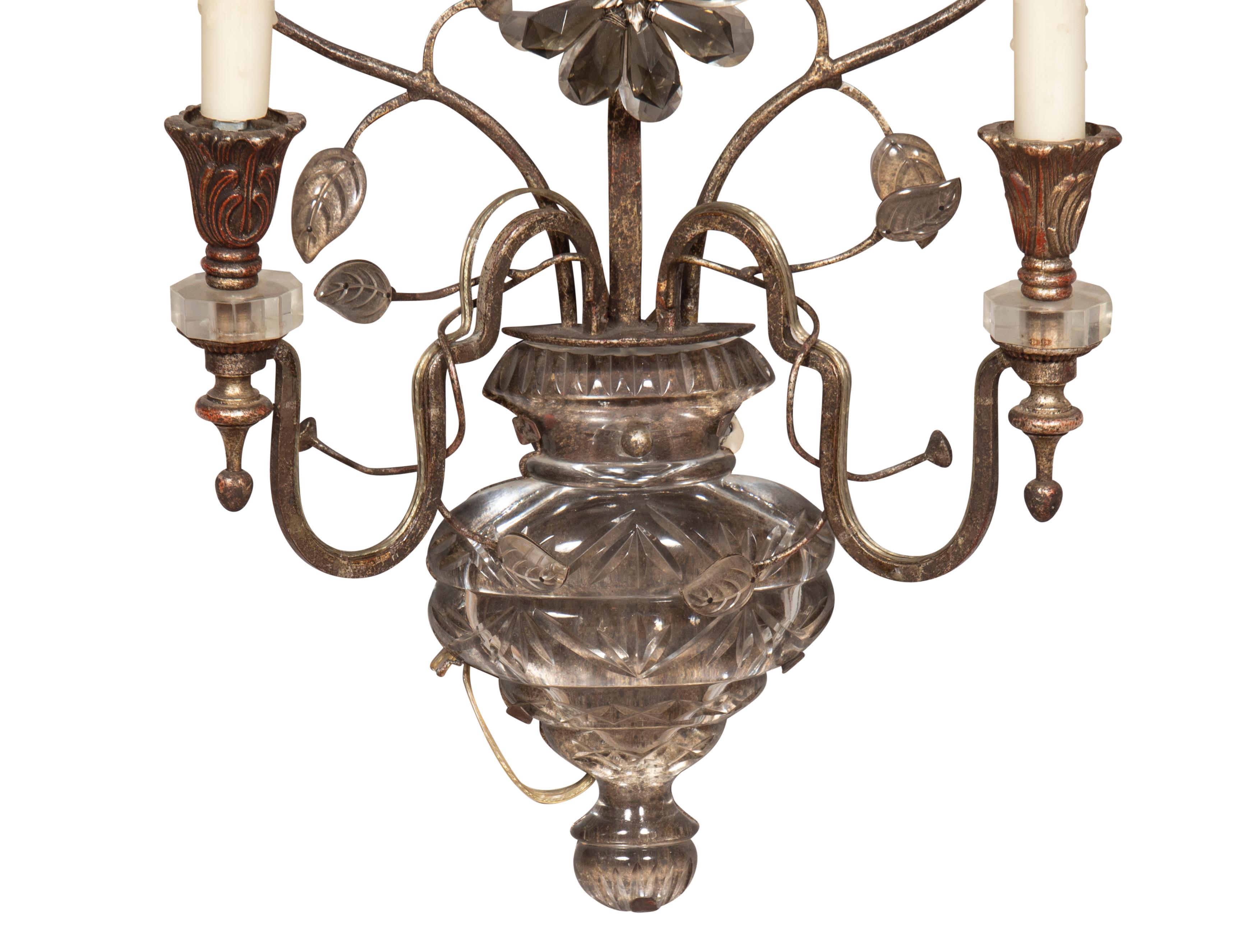 Mid-20th Century Pair of Italian Iron and Glass Sconces For Sale