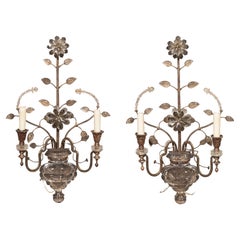 Pair of Italian Iron and Glass Sconces
