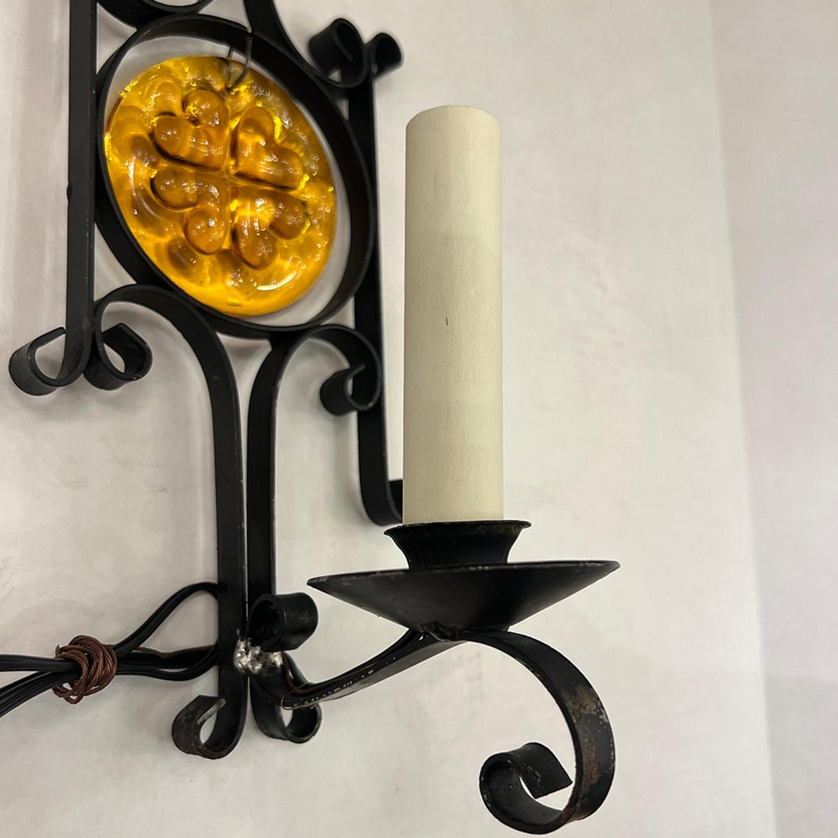 Pair of Italian Iron Sconces For Sale 2