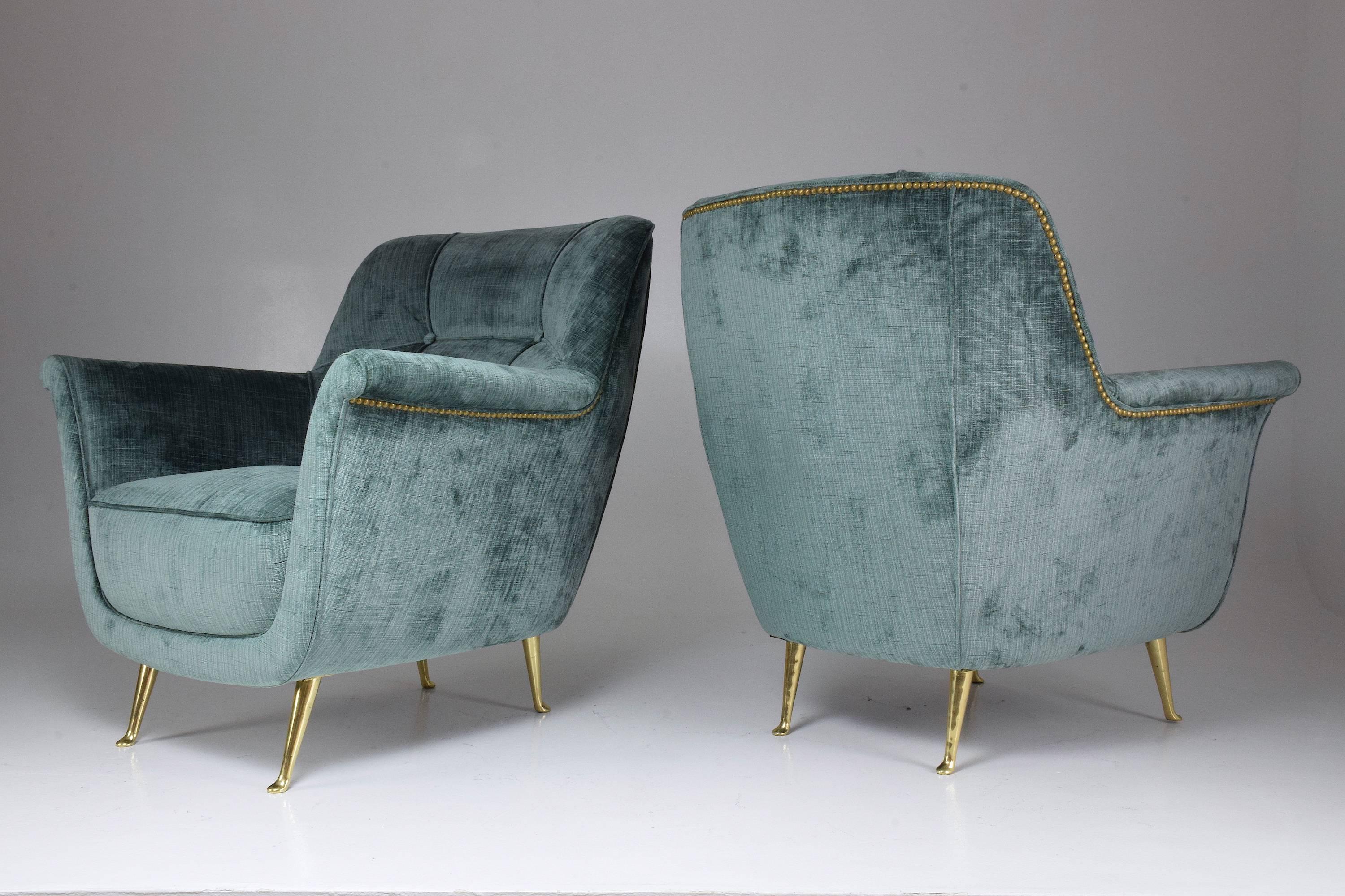 Pair of Italian Midcentury Armchairs by ISA Bergamo, 1950s