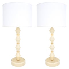 Pair of Italian Ivory Murano Glass Lamps
