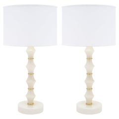 Pair of Italian Ivory Murano Glass Lamps
