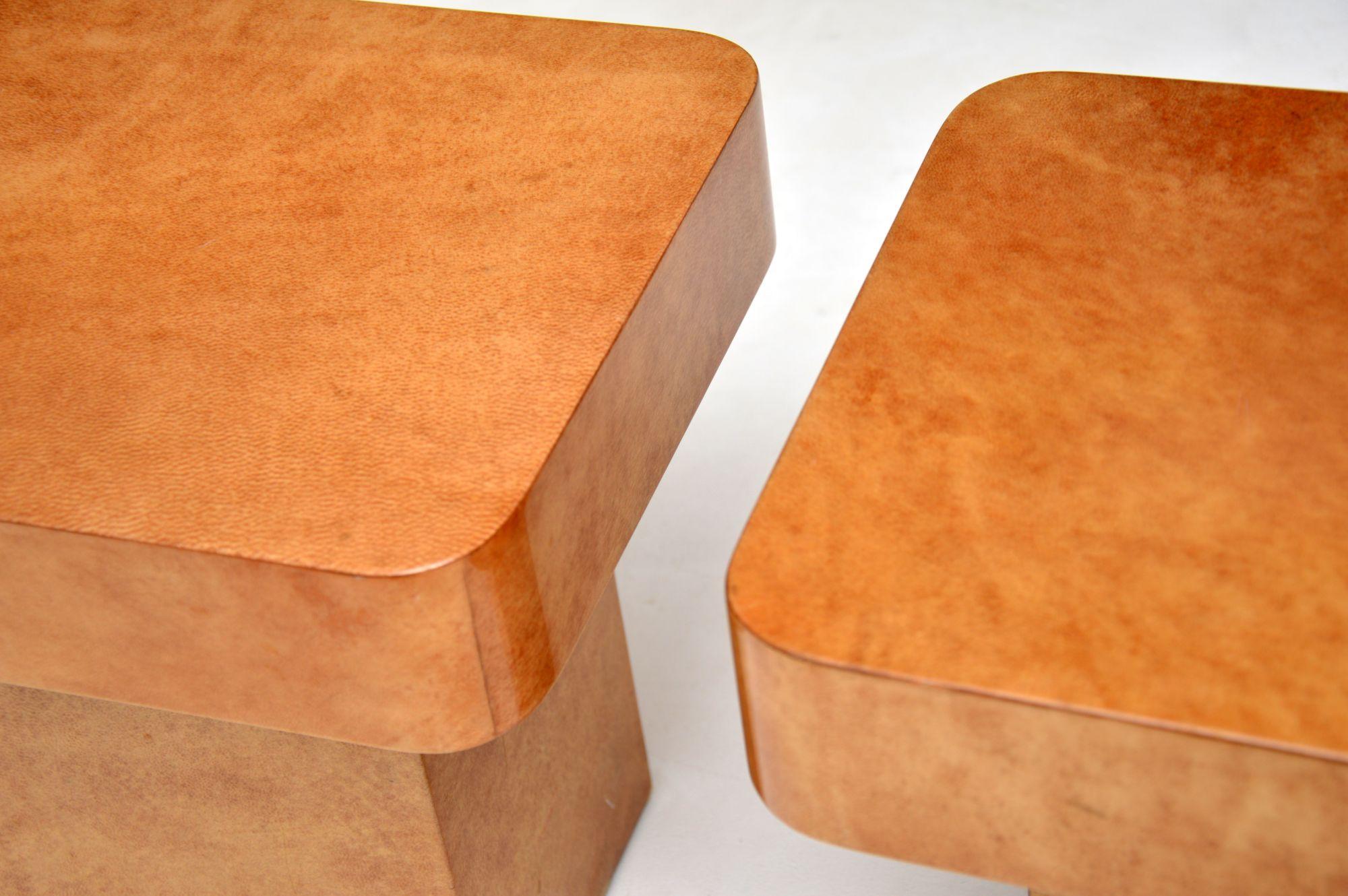 Pair of Italian Lacquered Parchment Side Tables by Aldo Tura 2