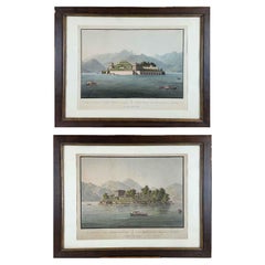 Pair of Italian Lake Maggiore Views Neoclassical Etchings by Artaria Wien 1820 