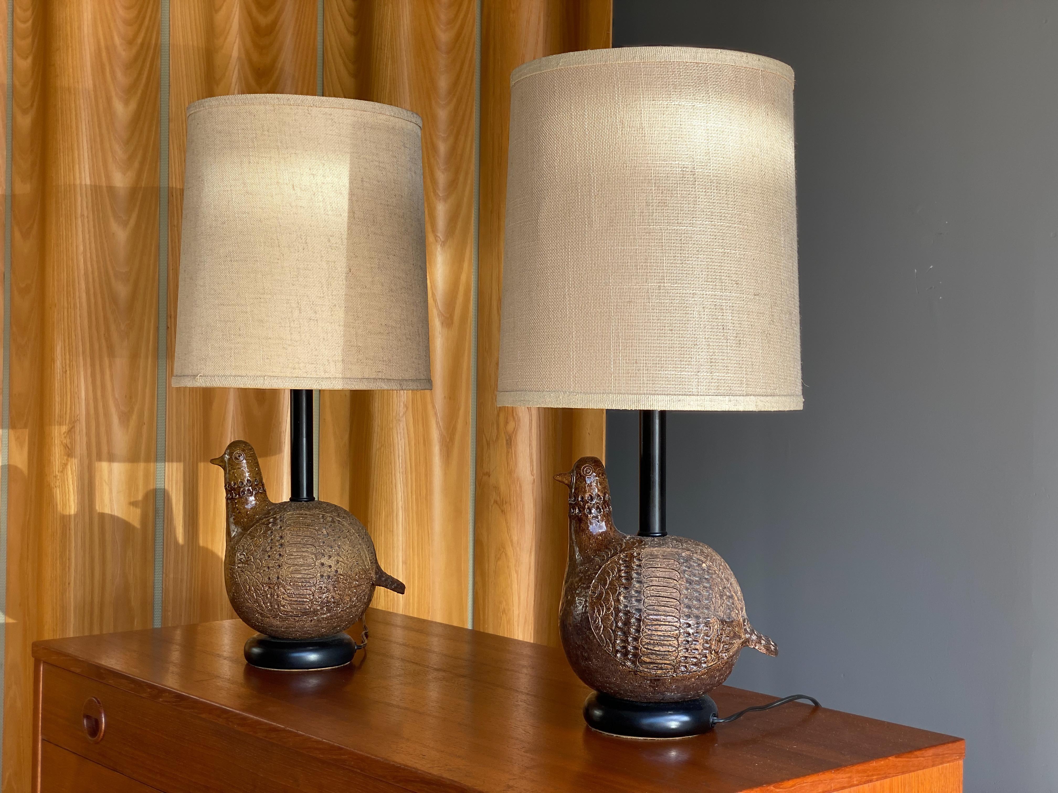 Mid-Century Modern Pair of Italian Lamps by Aldo Londi for Bitossi