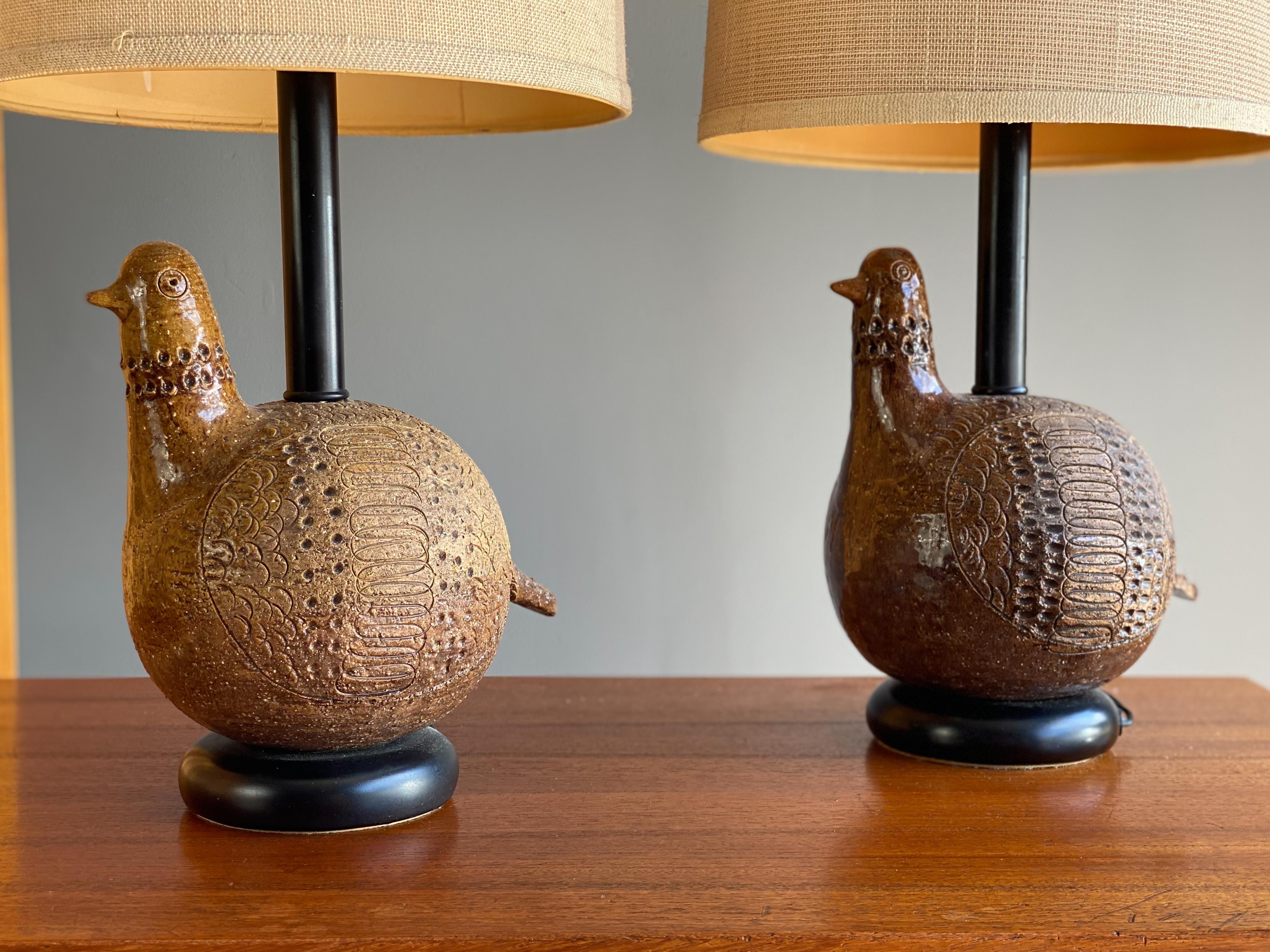 Hand-Crafted Pair of Italian Lamps by Aldo Londi for Bitossi