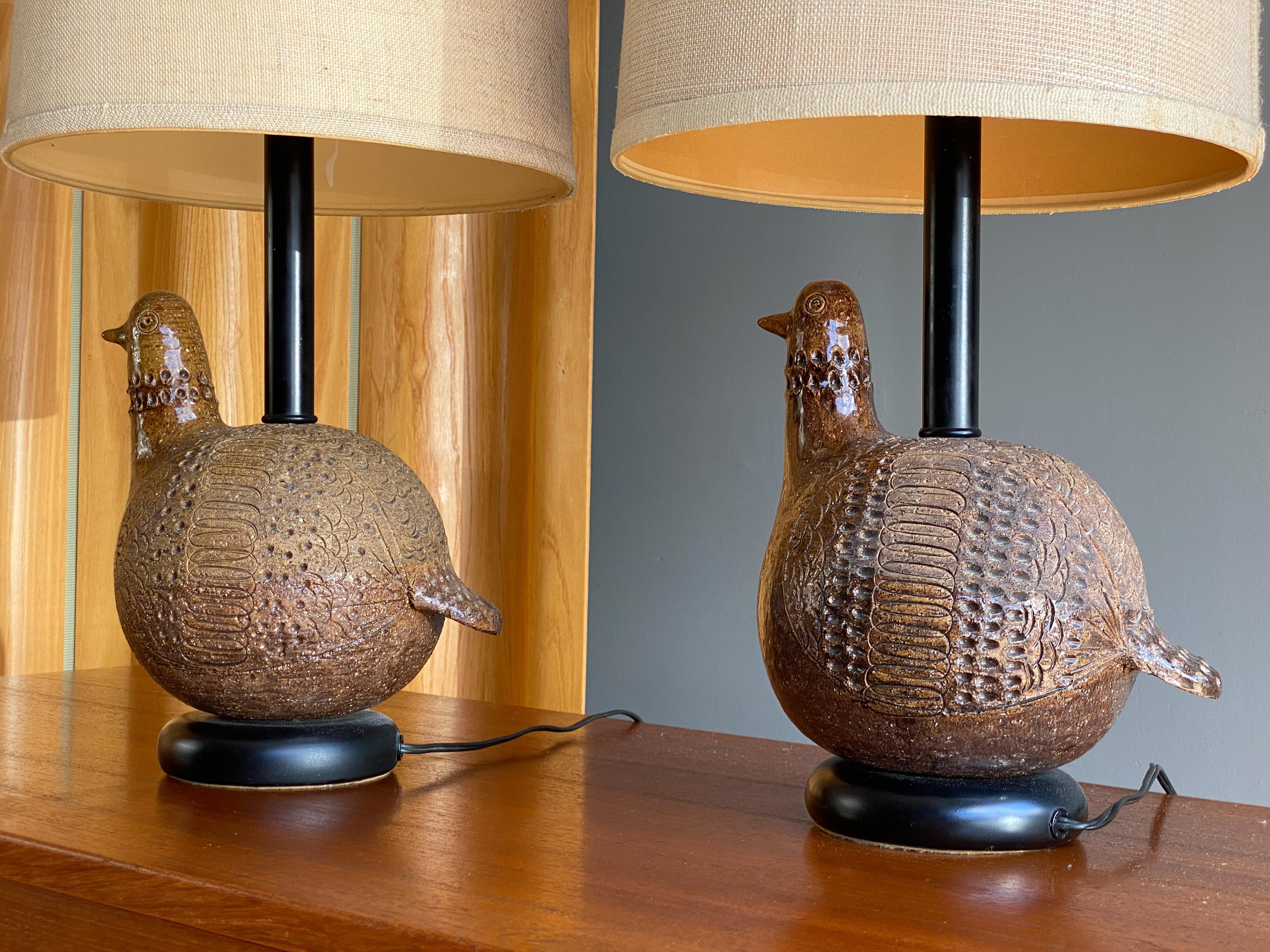 Pair of Italian Lamps by Aldo Londi for Bitossi In Good Condition In Round Rock, TX