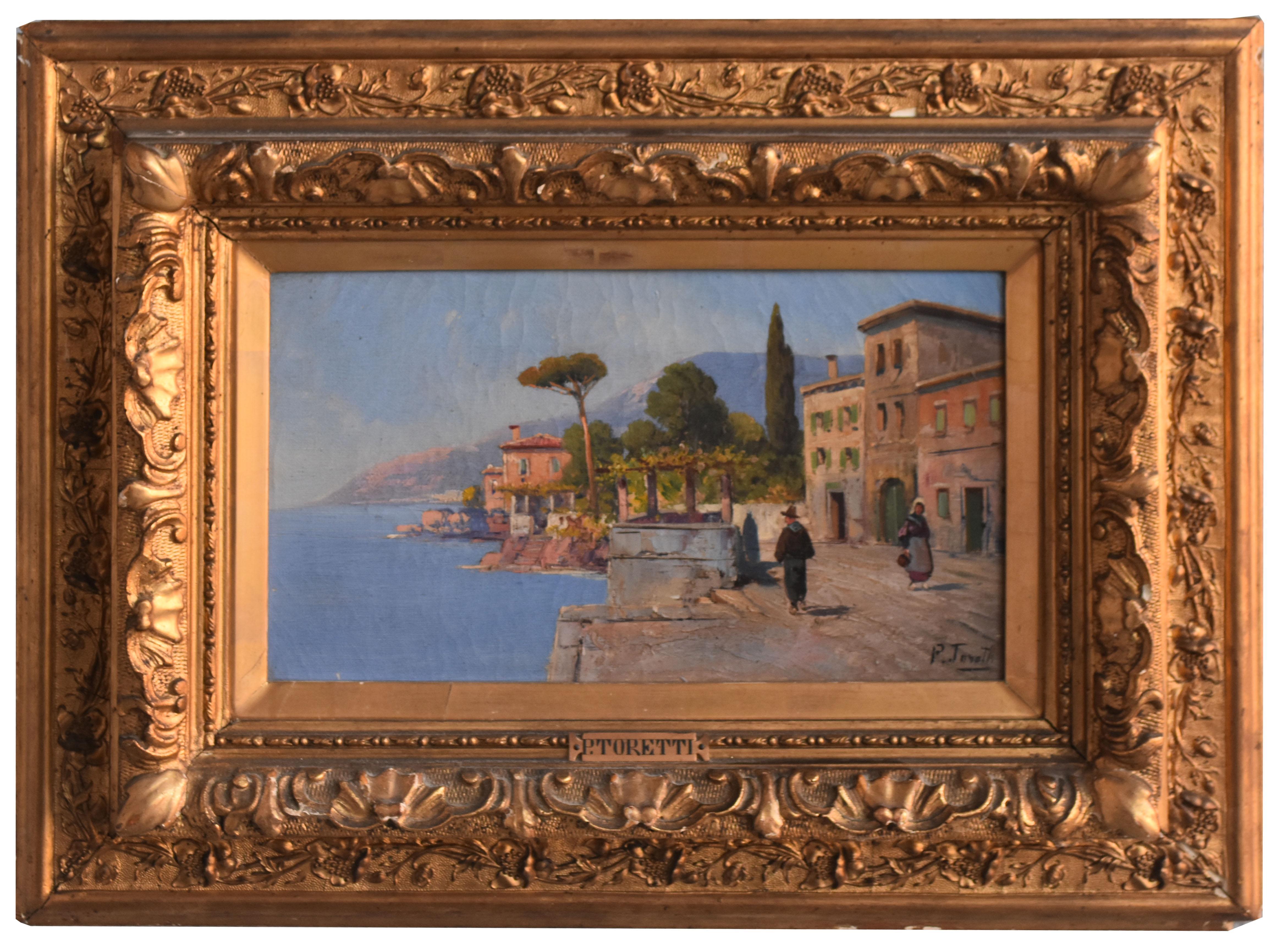 Pair of Italian Landscape Oil on Canvas Signed Pietro Toretti 7
