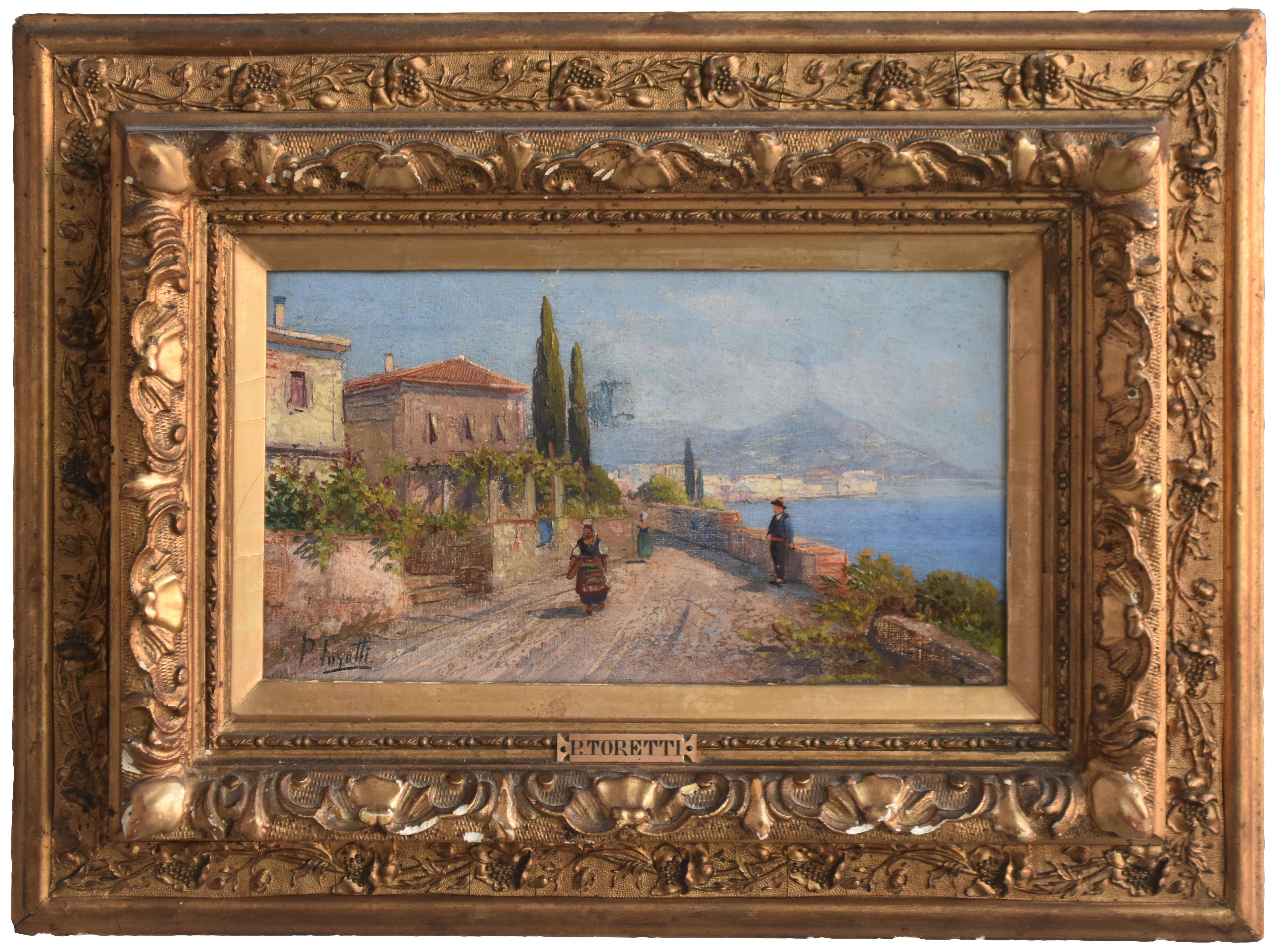Pair of oil on canvas signed represent Italians landscape (near Vesuvius) by Pietro Toretti (1888-1927).
