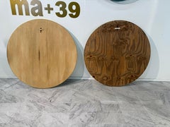 Pair of Italian Large Round Brass Framed Wall Mirrors, 1950s