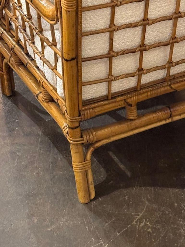 Paire de chaises à oreilles italiennes en bambou à grande échelle en vente 2