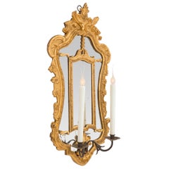 Pair of Italian Late 18th Century Giltwood Mirrored Sconces