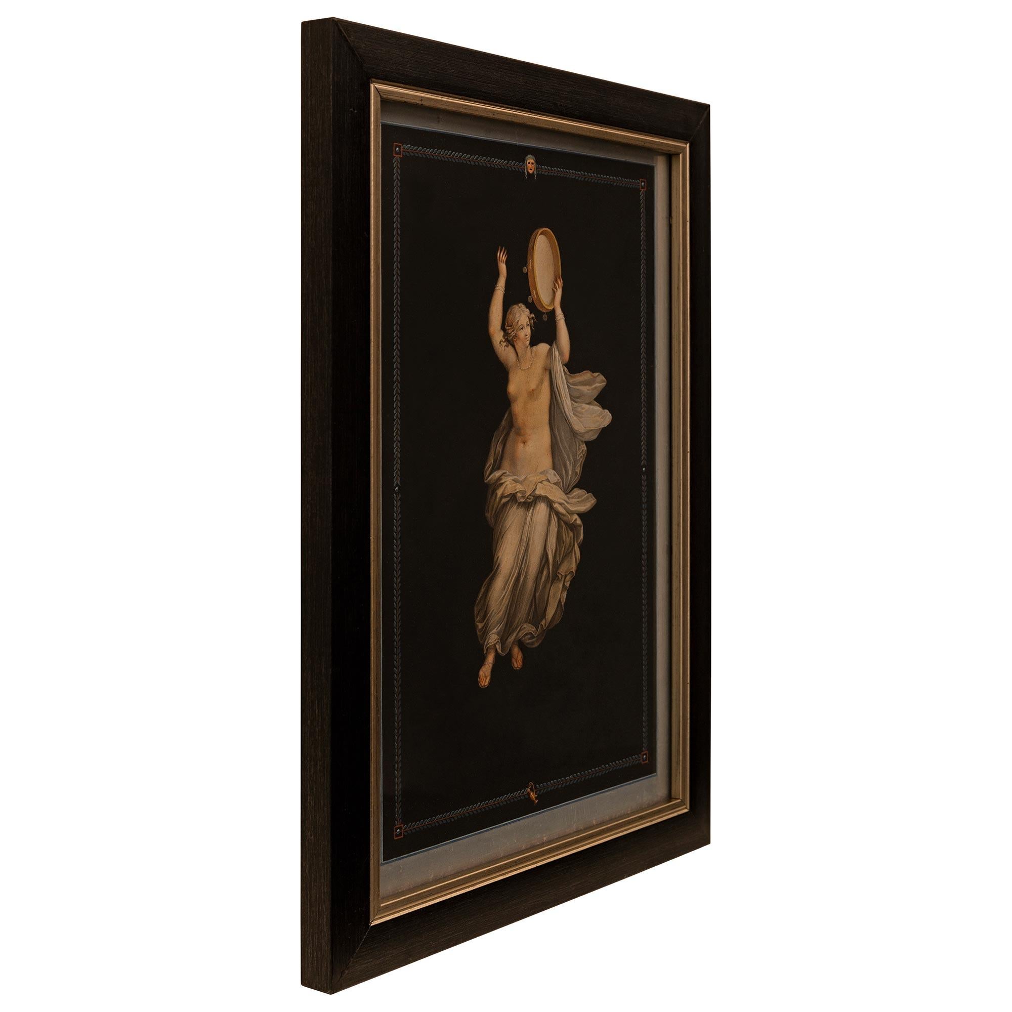 pair of Italian late 18th century Gouache and Silvered Wood paintings In Good Condition For Sale In West Palm Beach, FL