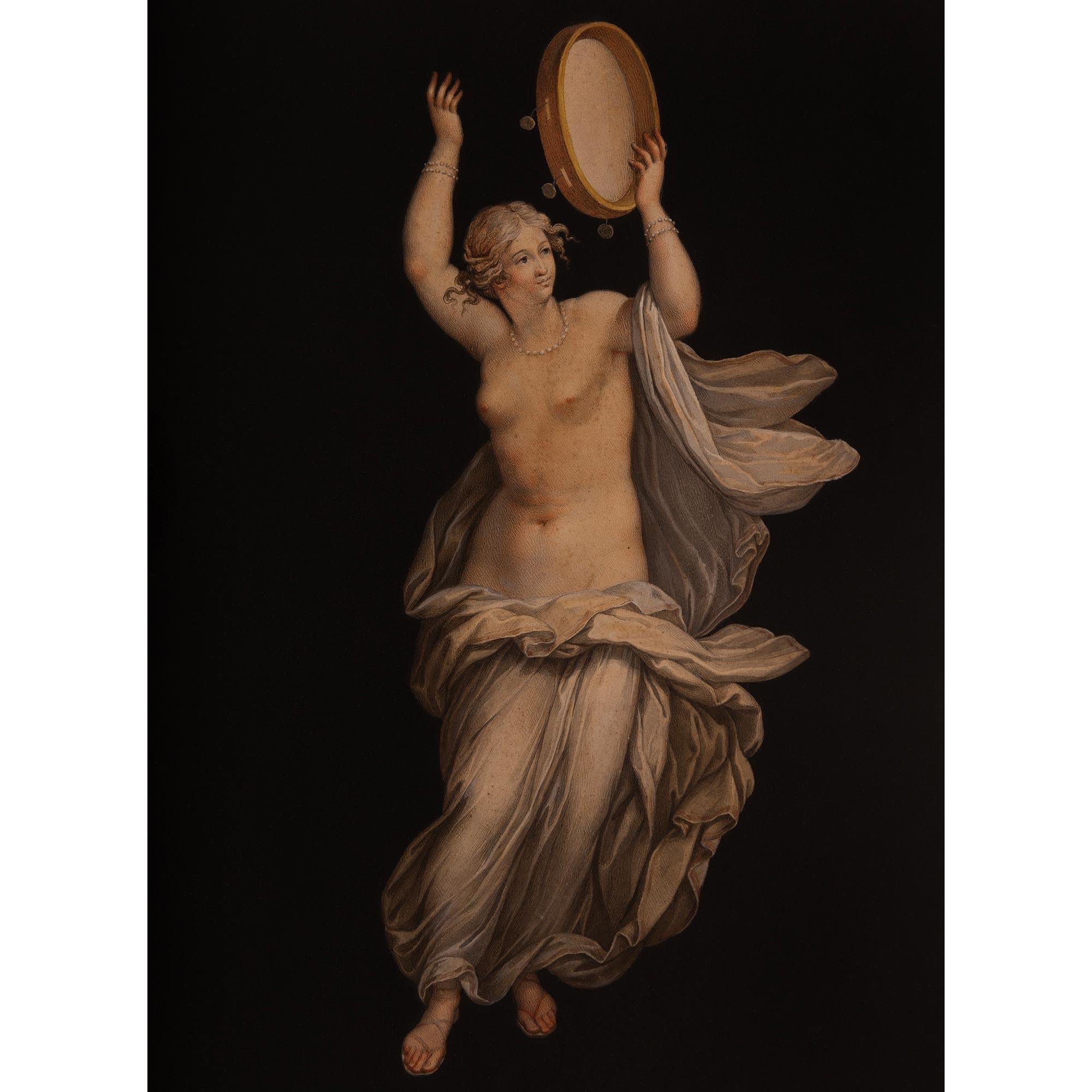 Silver Leaf pair of Italian late 18th century Gouache and Silvered Wood paintings For Sale