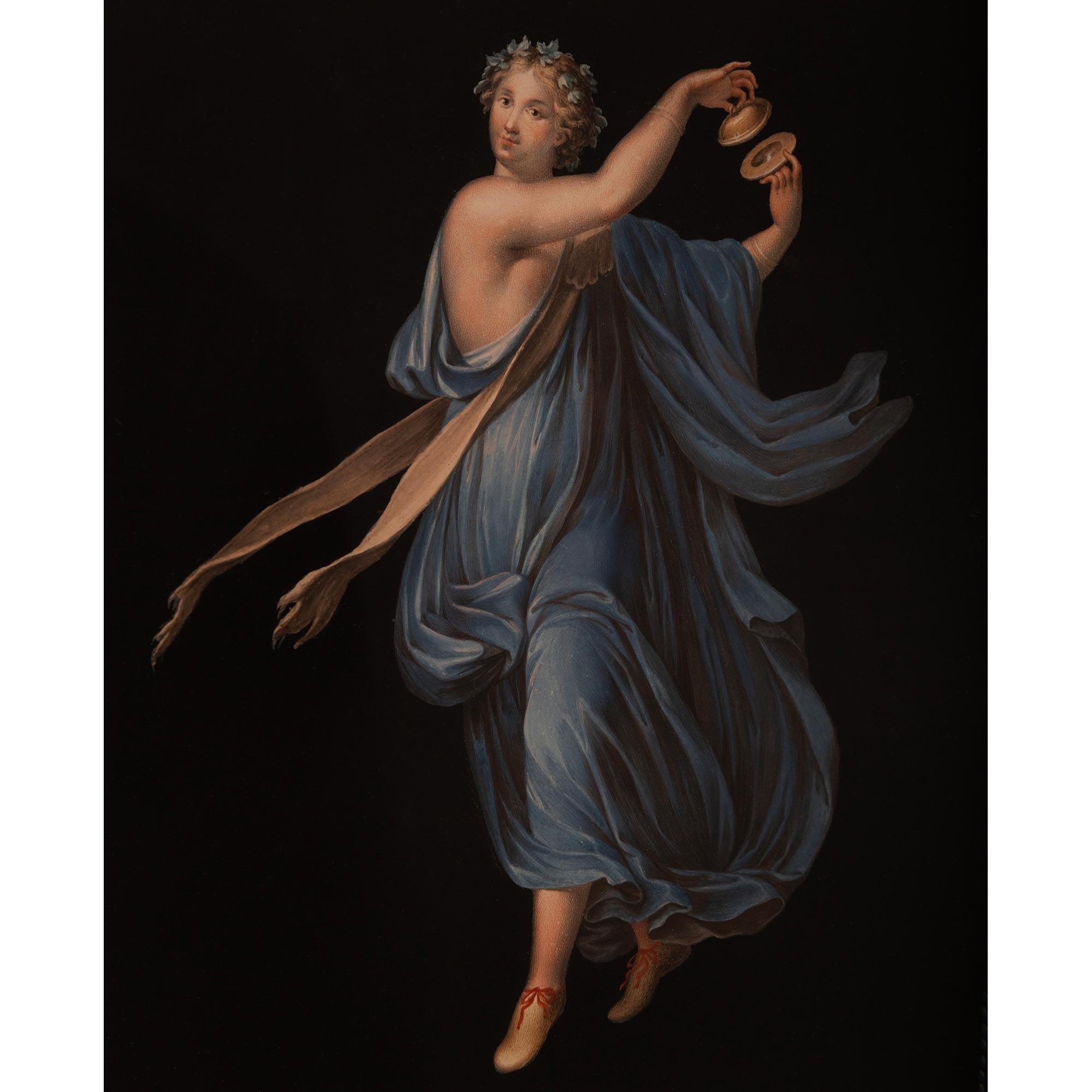 pair of Italian late 18th century Gouache and Silvered Wood paintings For Sale 1