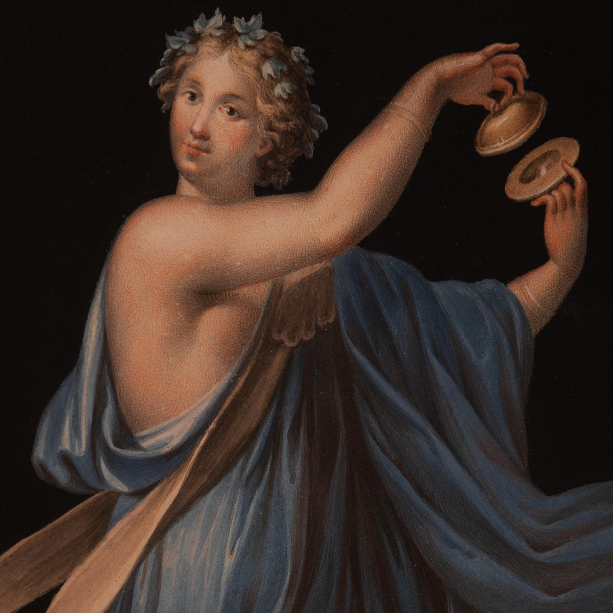 pair of Italian late 18th century Gouache and Silvered Wood paintings For Sale 4