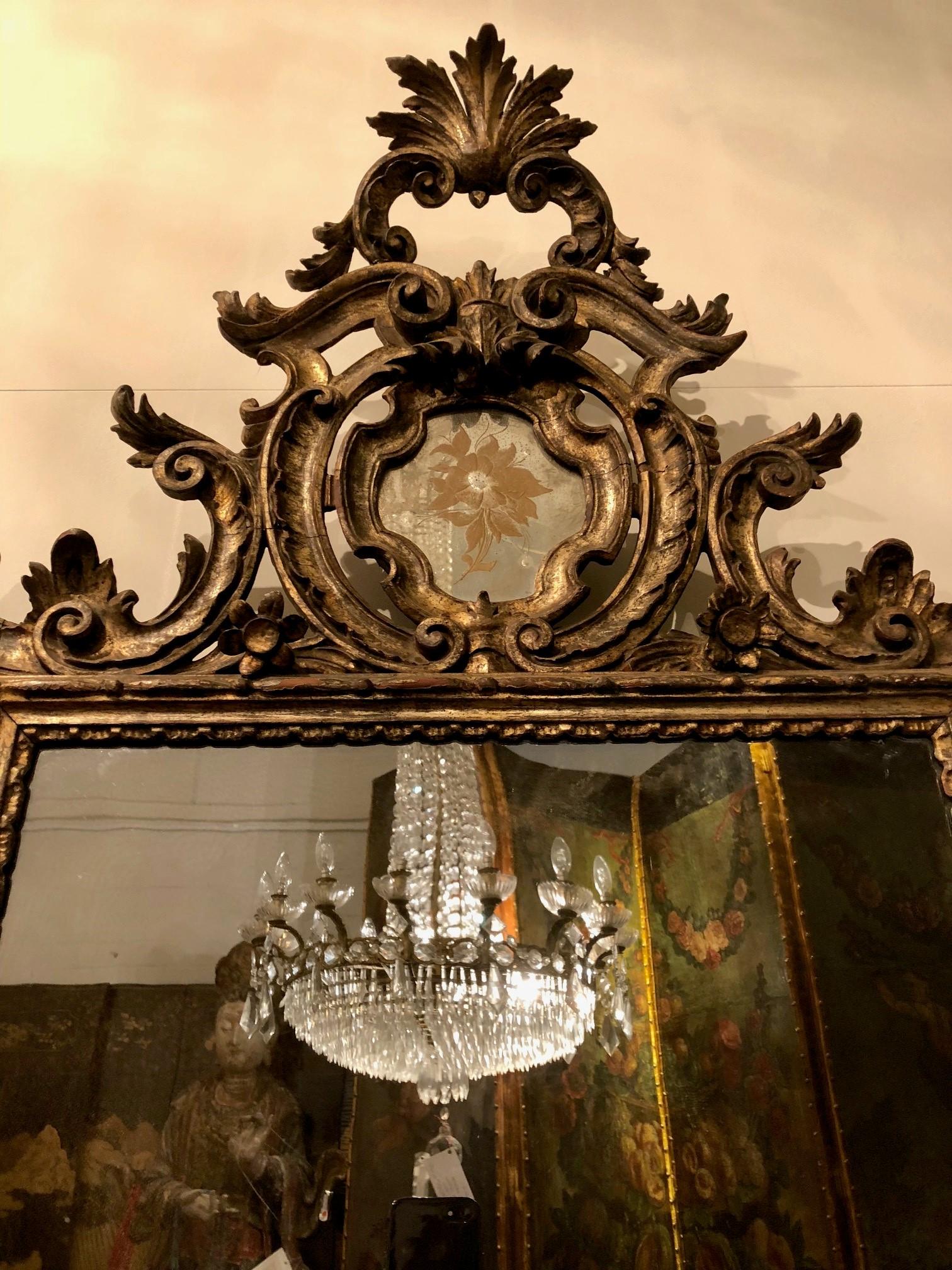 A Pair of Italian Late 18th Century Rococo Giltwood Mirrors 11