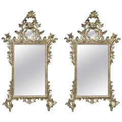 A Pair of Italian Late 18th Century Rococo Giltwood Mirrors