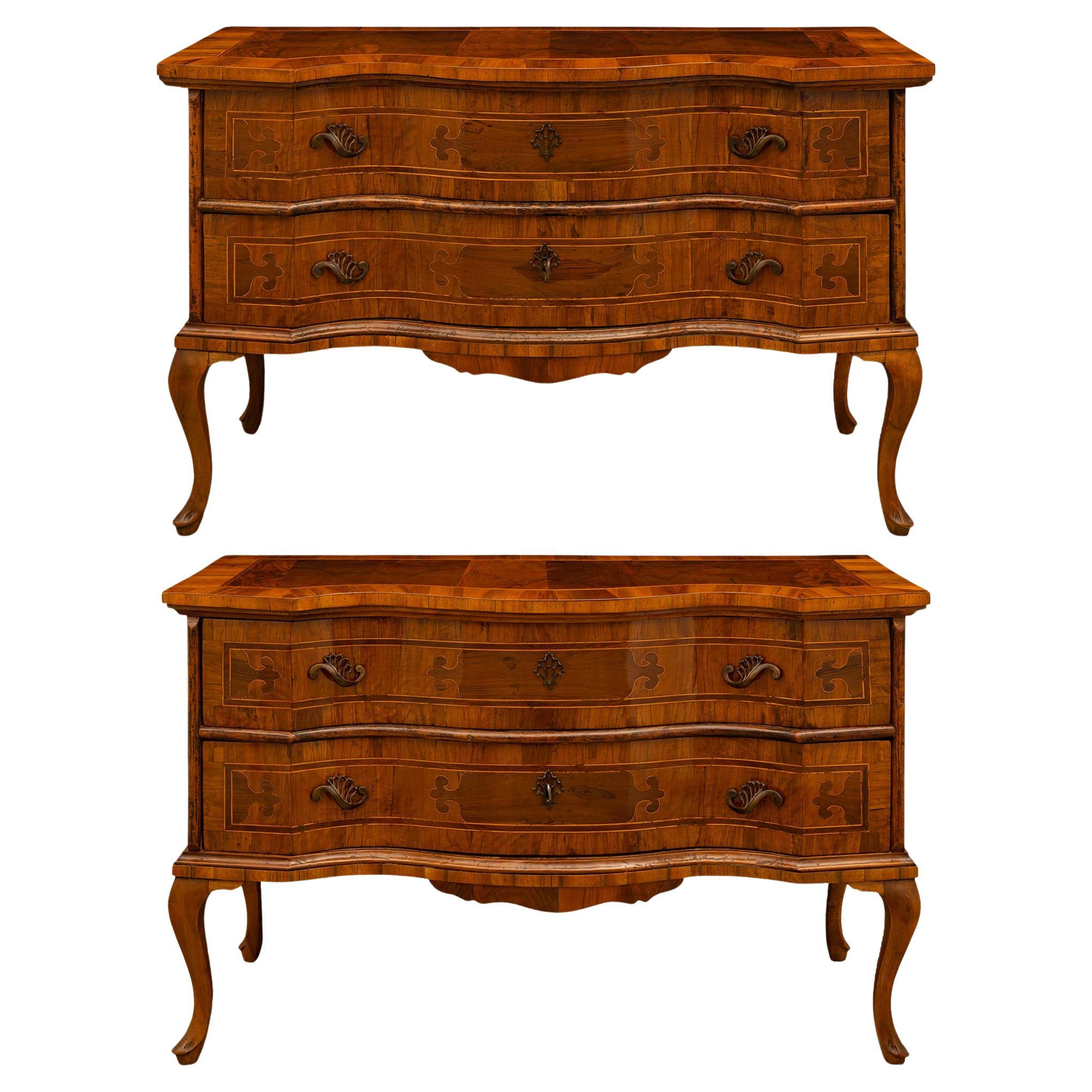 pair of Italian late 18th century Venetian st. Walnut and Bronze commodes For Sale