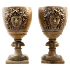 Pair of Italian Late 19th Century Alabaster Urns