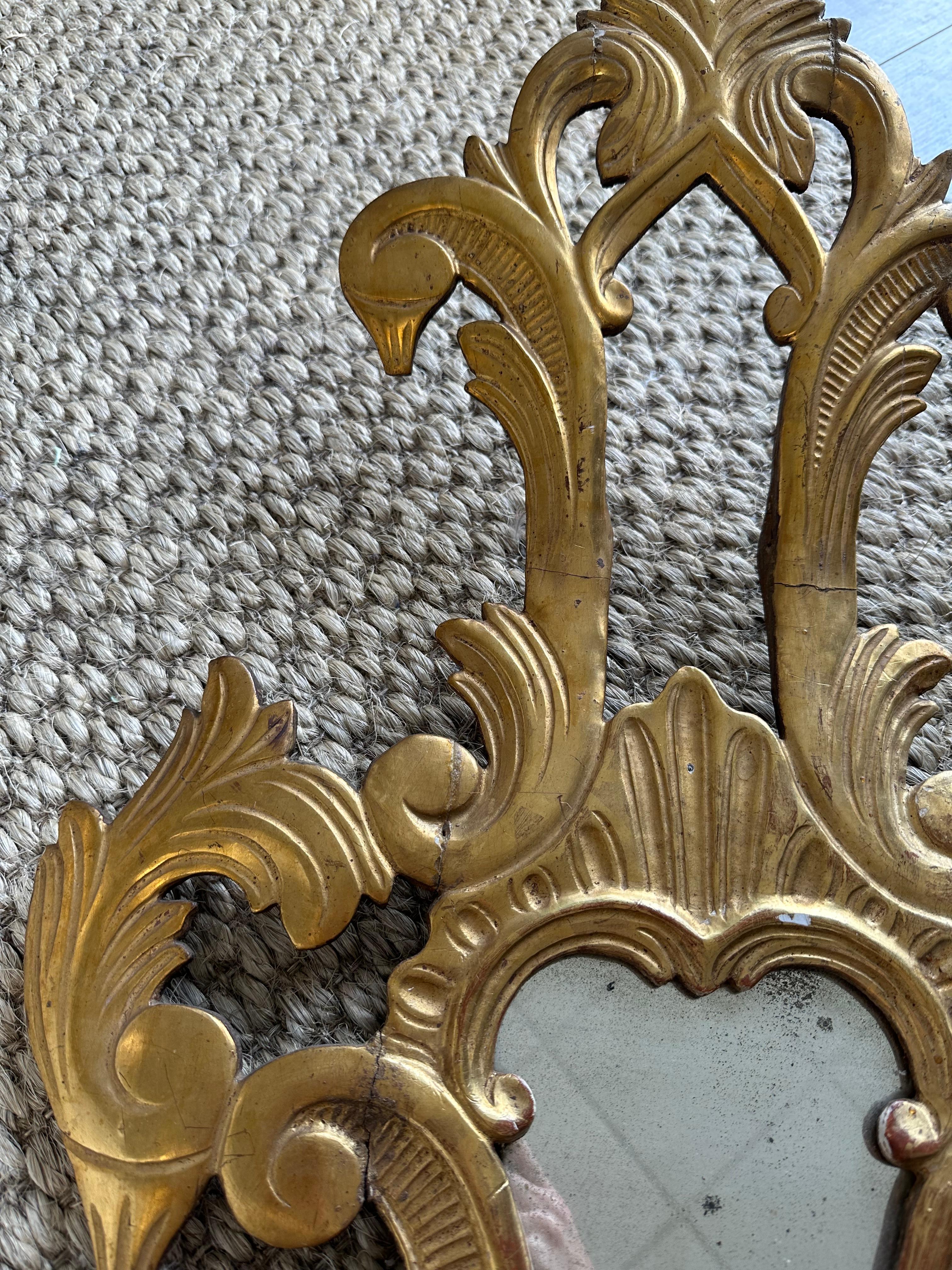 Louis XV Pair of Italian late 19th Century Gilded Mirrors For Sale
