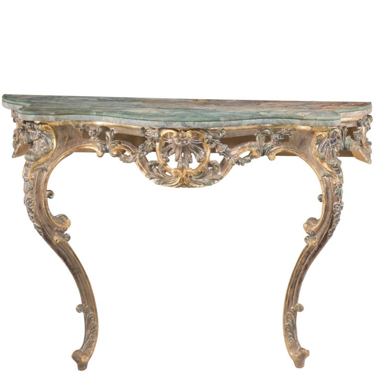 Pair of Italian Late Baroque Rococo Style Carved Polychrome Gilt Wood ...