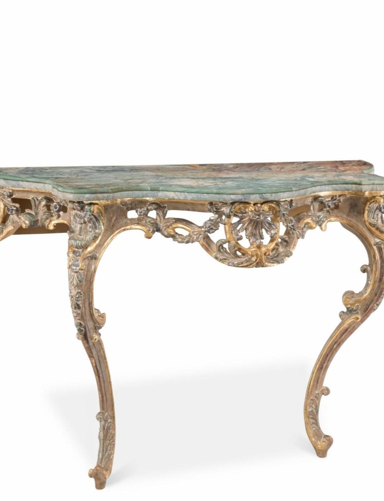 Pair of Italian Late Baroque Rococo Style Carved Polychrome Gilt Wood ...