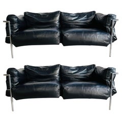 Pair of Italian Le Courbiser LC2 Leather Sofa