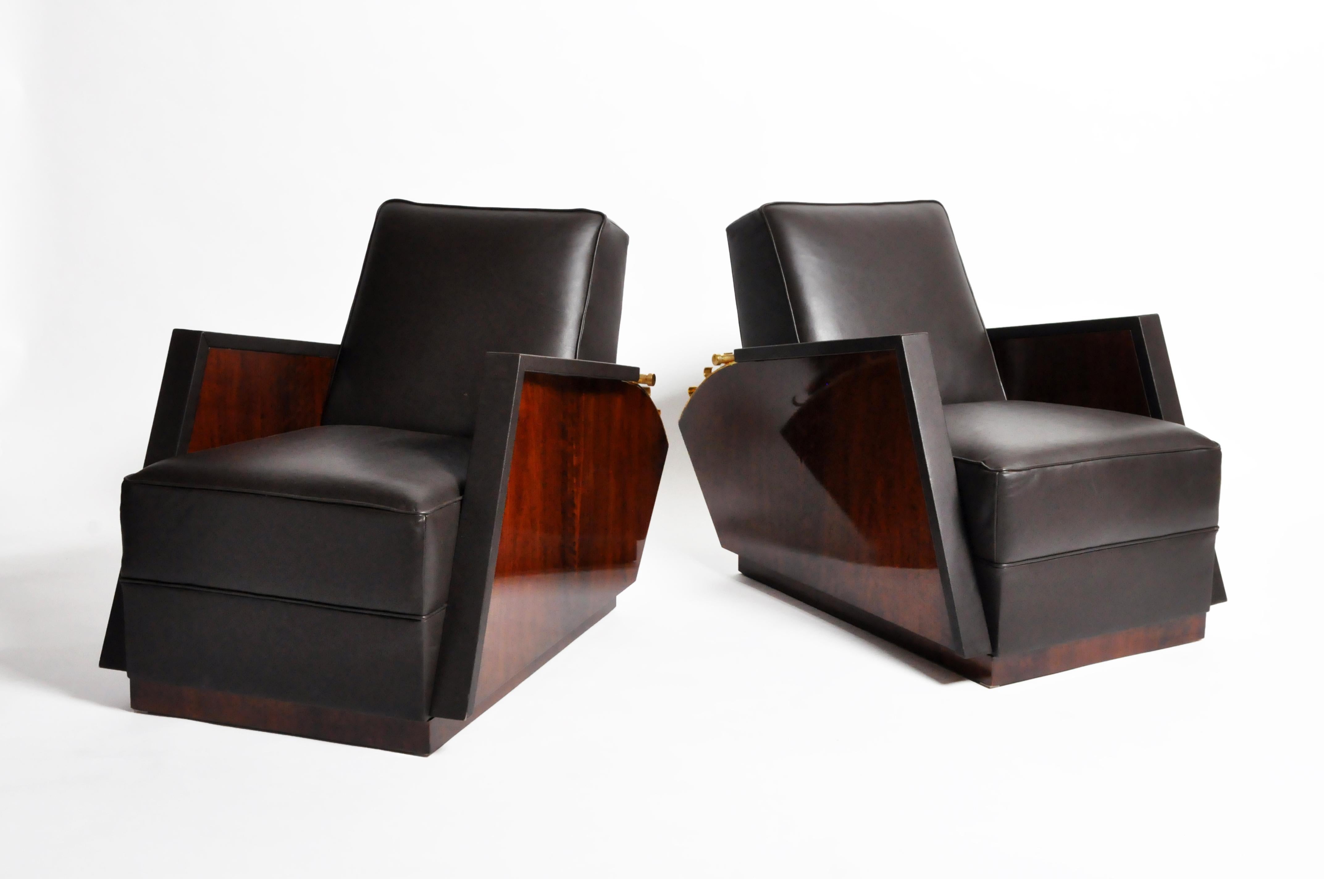 Pair of Italian Leather Armchairs 5
