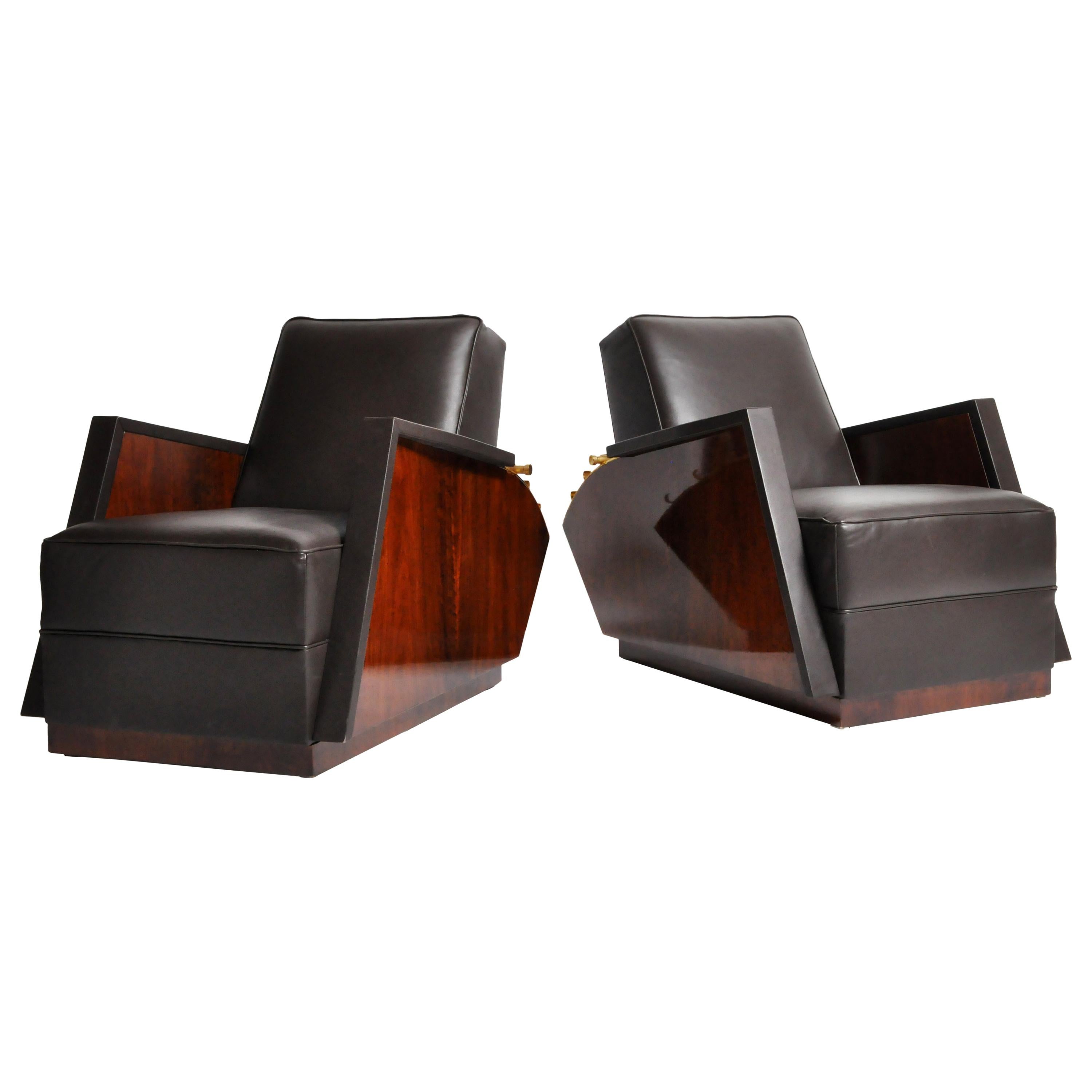 Pair of Italian Leather Armchairs