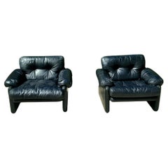 Used Pair of Italian Leather Chairs by Tobia Scarpa 