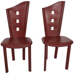 Pair of Italian Leather Chairs, Giancarlo Vegni Era