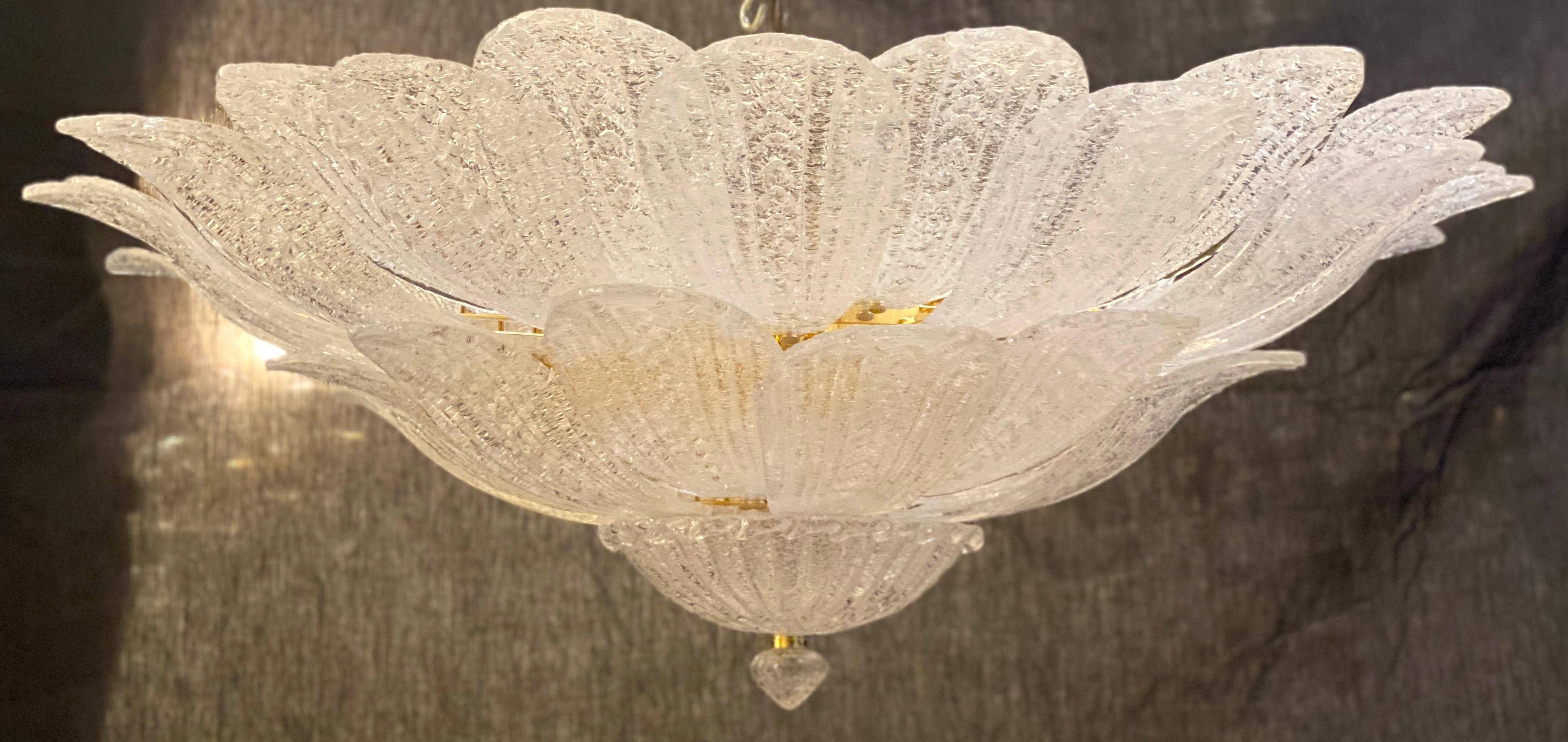 Paar italienische Blätter Murano Glas Deckenleuchte oder Flush Mount im Zustand „Neu“ im Angebot in Rome, IT