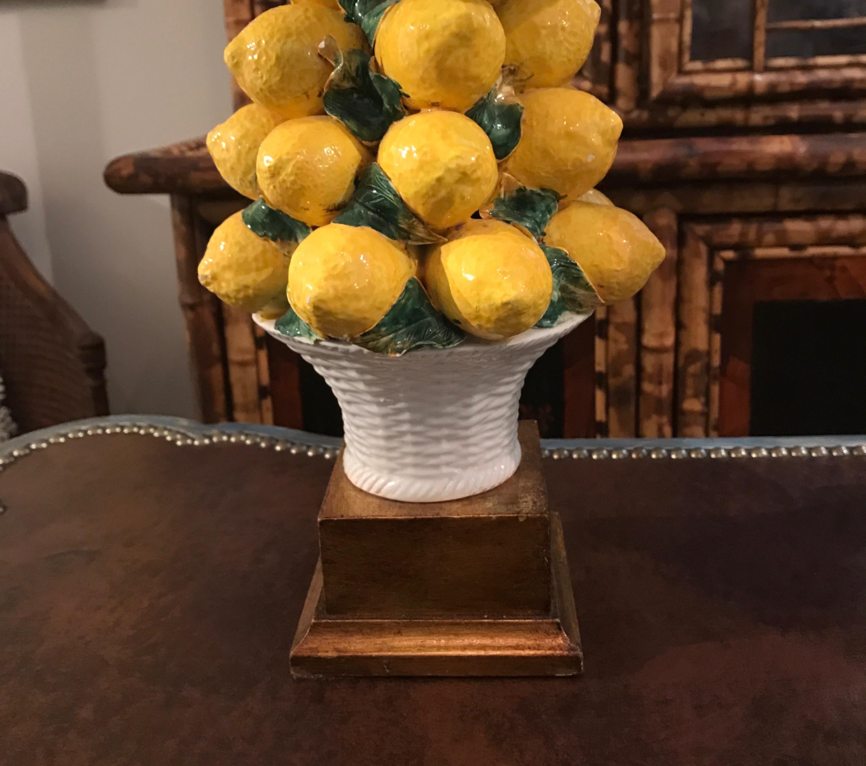 Pair of Italian Lemon Topiary Lamps In Good Condition In West Palm Beach, FL