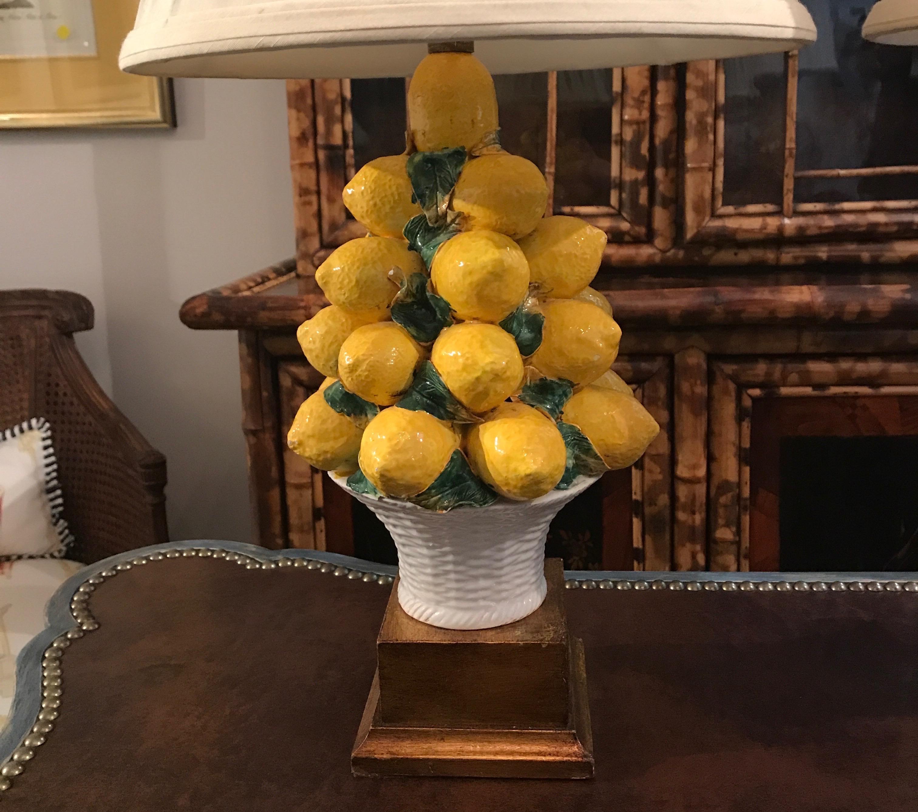 20th Century Pair of Italian Lemon Topiary Lamps