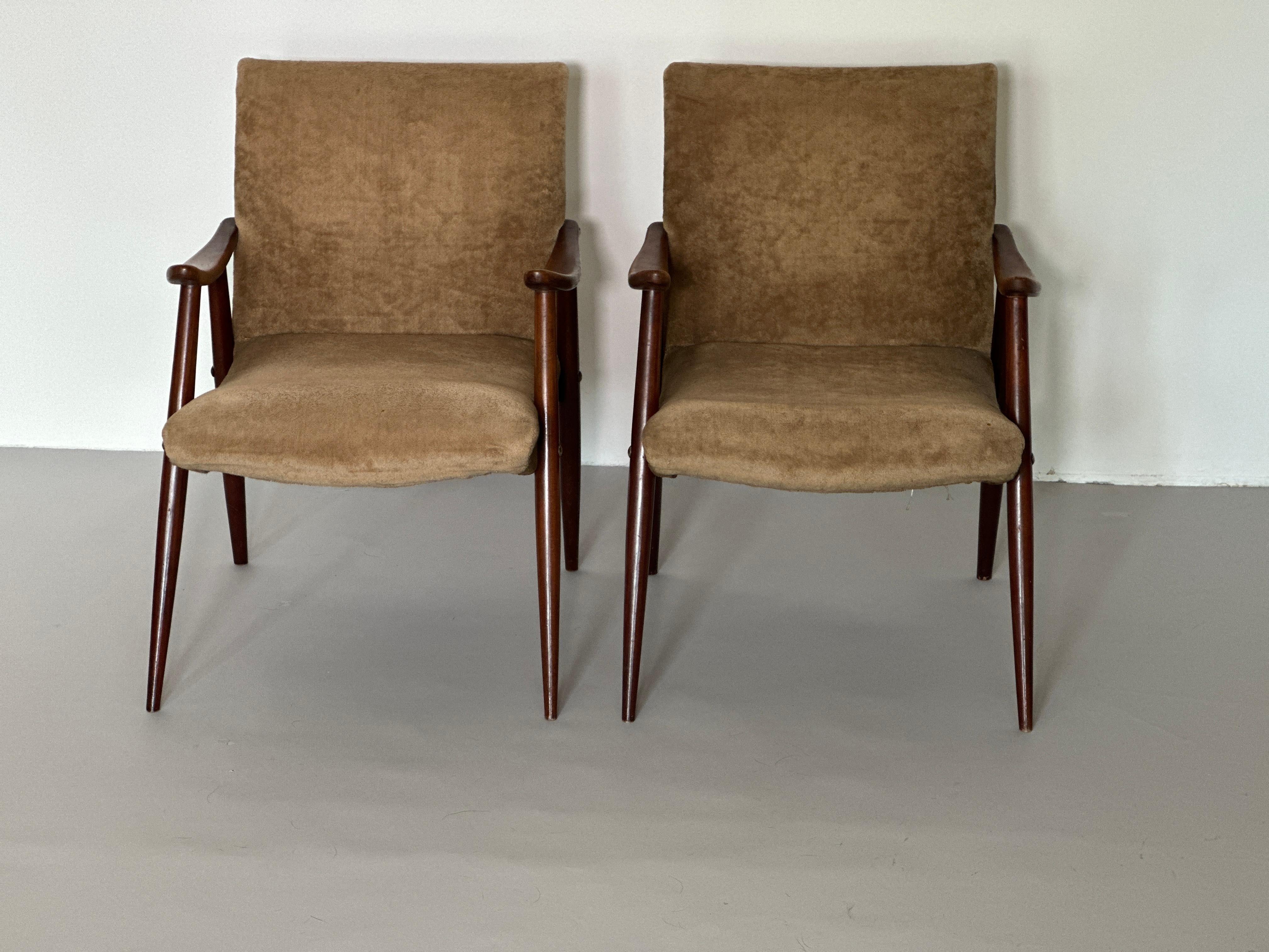 Tissu Paire de chaises longues italiennes des années 1950 en vente