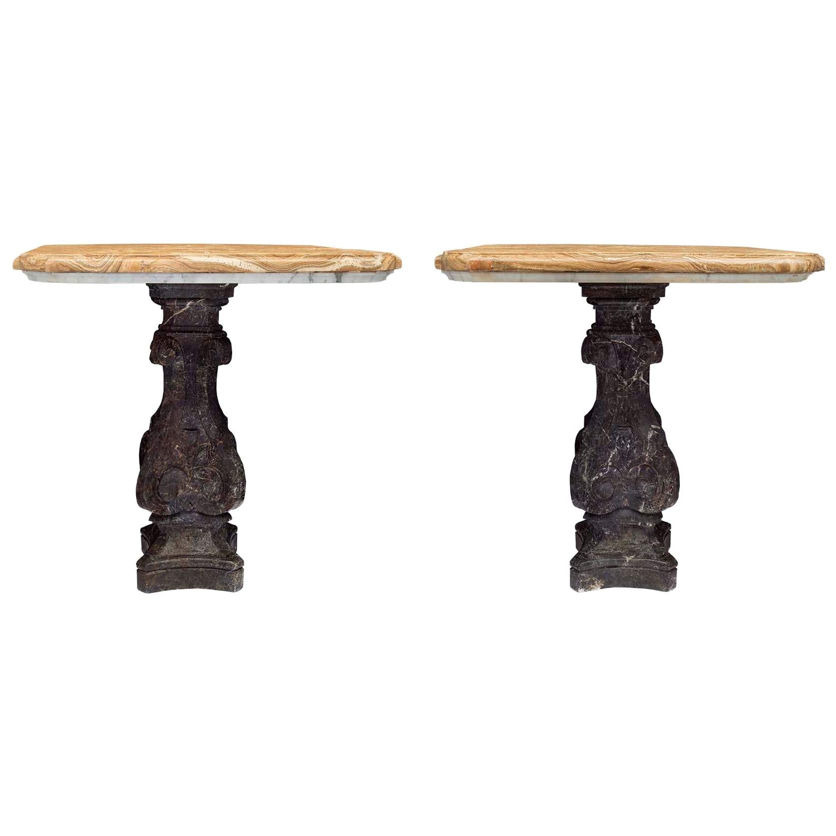 Pair of Italian Louis XIV Period 17th Century Pedestal Tables For Sale