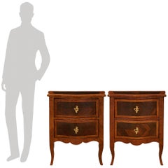 pair of Italian Louis XV st. Walnut, Kingwood, and Ormolu commodes