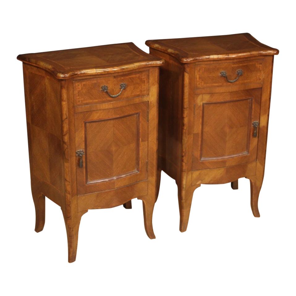 Pair of Italian Louis XV Style Bedside Tables, 20th Century For Sale