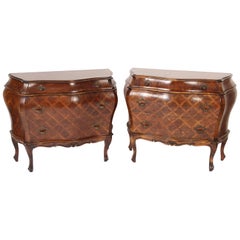 Pair of Italian Louis XV Style Bombe Chests of Drawers
