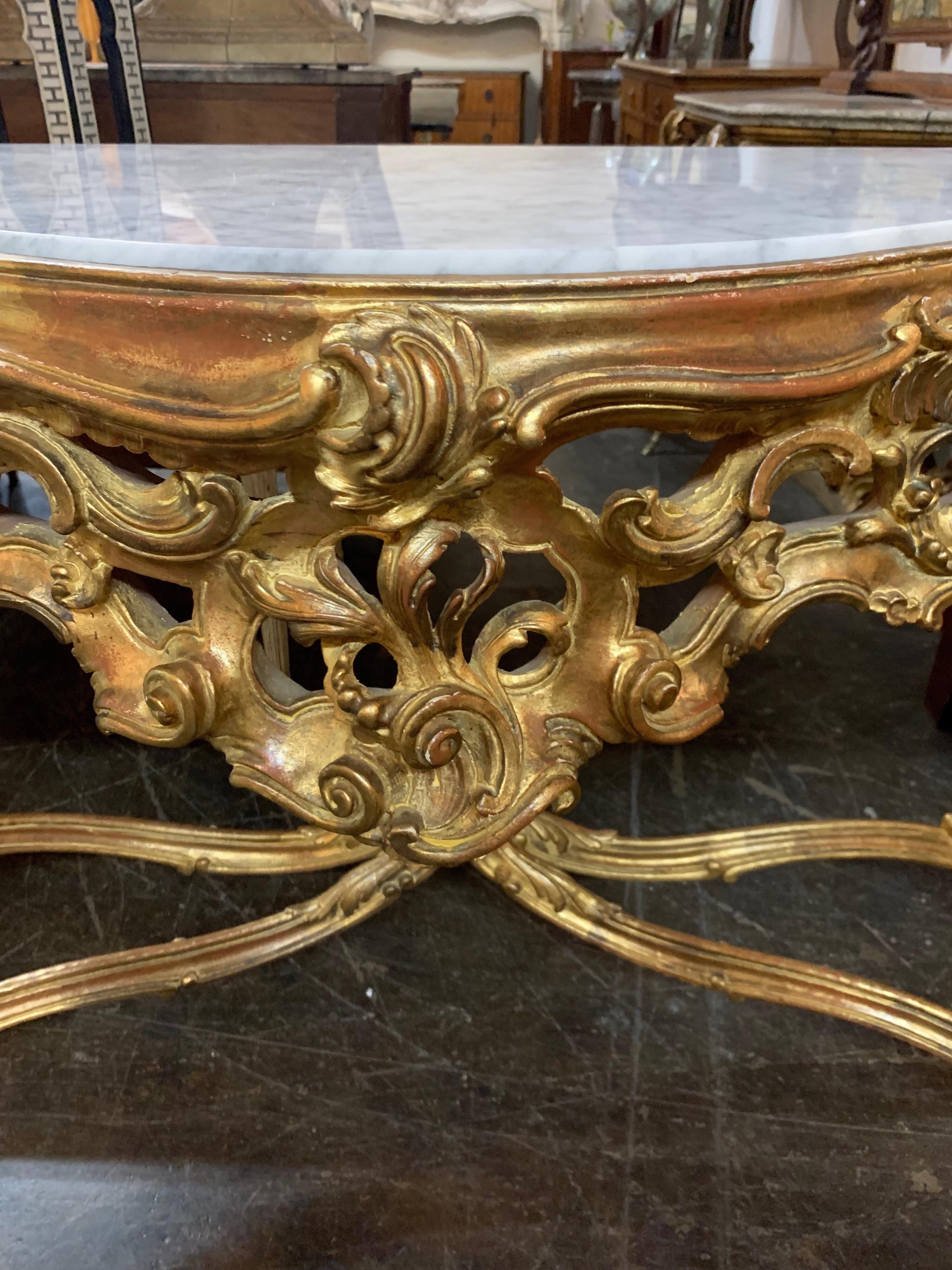 Wood Exquisite Italian Louis XV Style Giltwood Consoles