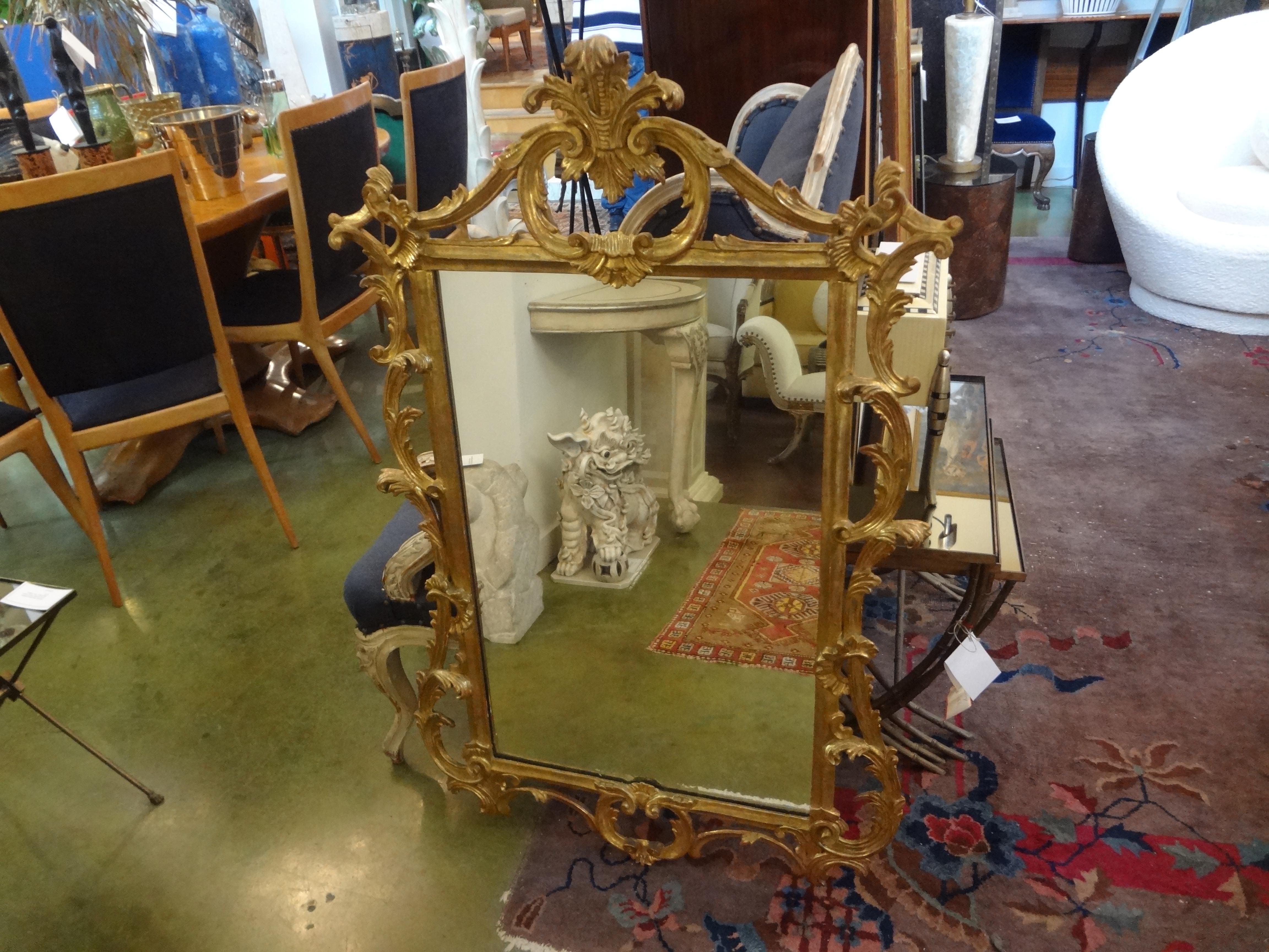 Pair of Italian Louis XV Style Giltwood Mirrors 6