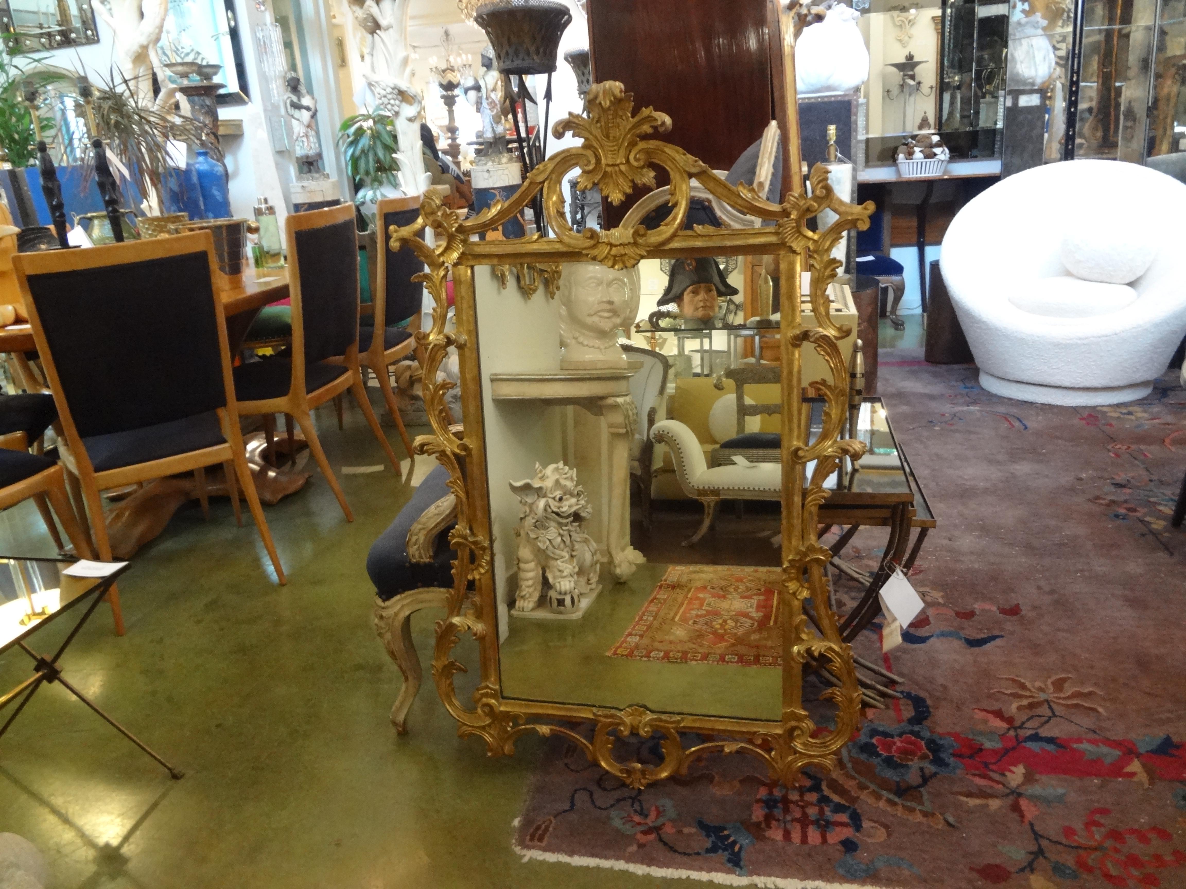 Pair of Italian Louis XV Style Giltwood Mirrors 3